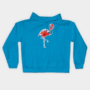 Tropical Flamingo Floral Blue Kids Hoodie